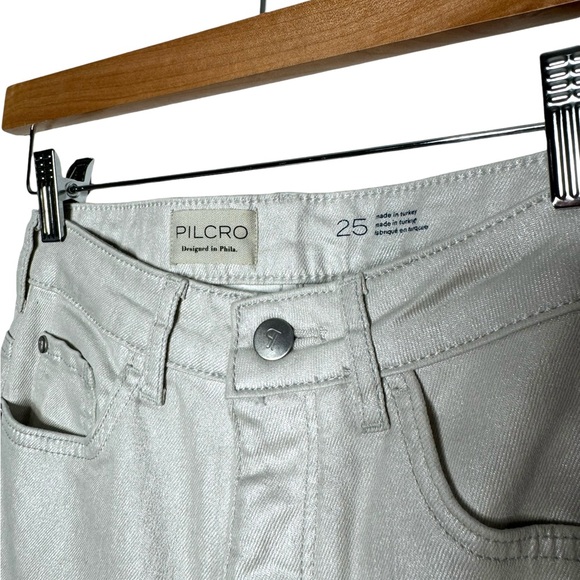 Anthropologie | NWT Pilcro The Icon Pearlescent High-Rise Flare Jeans Crème 25 - Picture 10 of 12